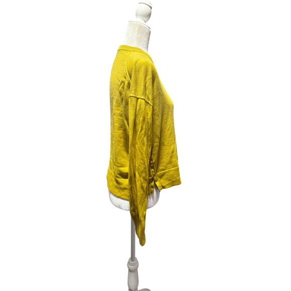 Alex Mill Boxy Pocket Merino Cotton Crewneck Sweater in Chartreuse Yellow (XS) - Picture 3 of 6